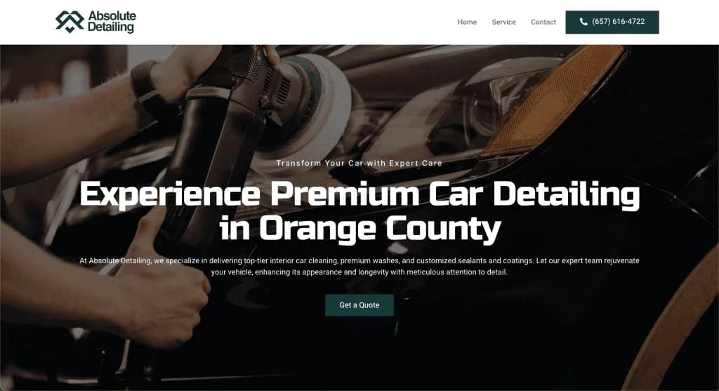 Site internet de Absolute Detail Pros (Detailing Auto), conçu par Agence Zen
