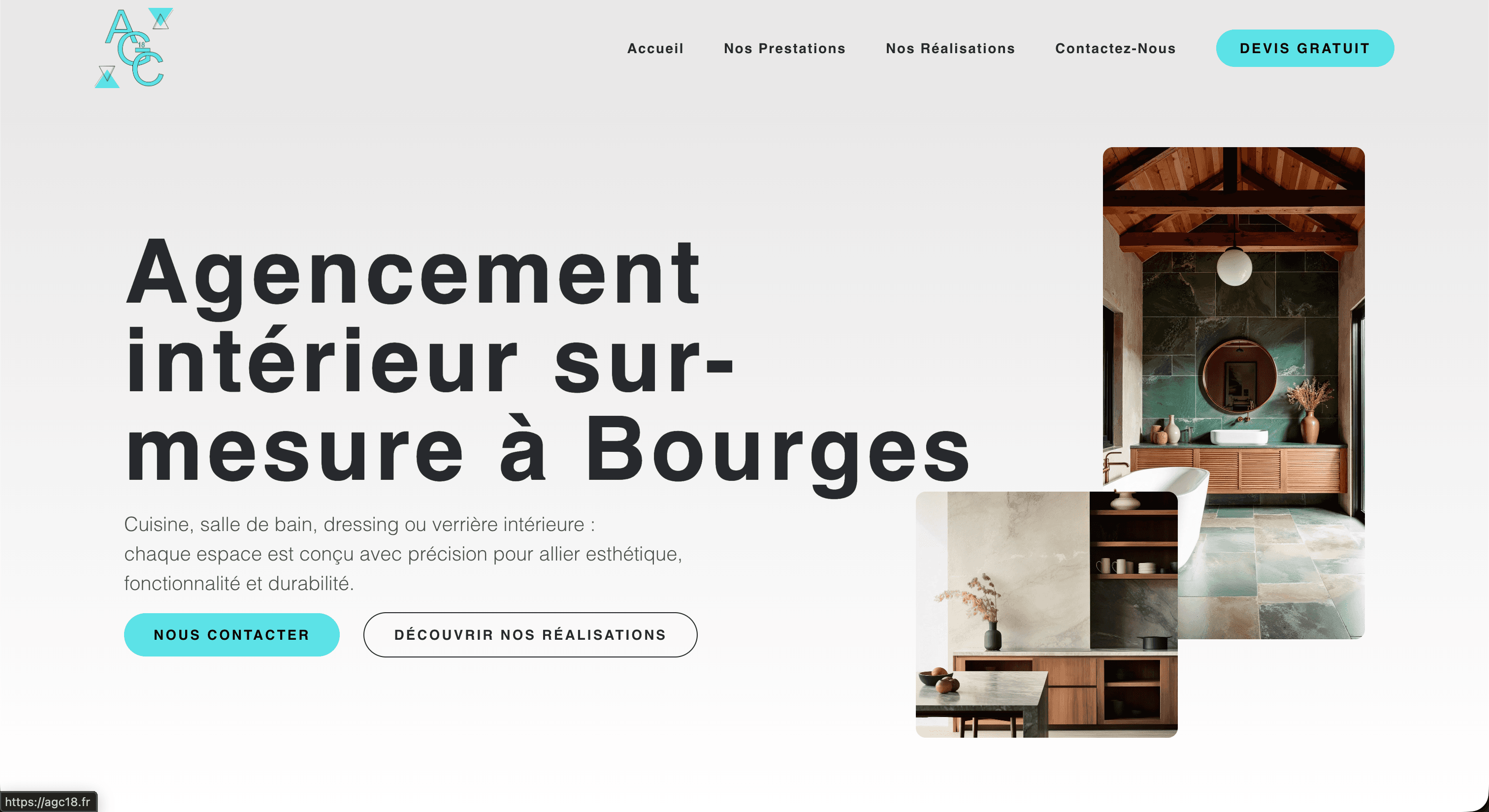 Site internet de AGC 18 (Agencement Intérieur), conçu par Agence Zen
