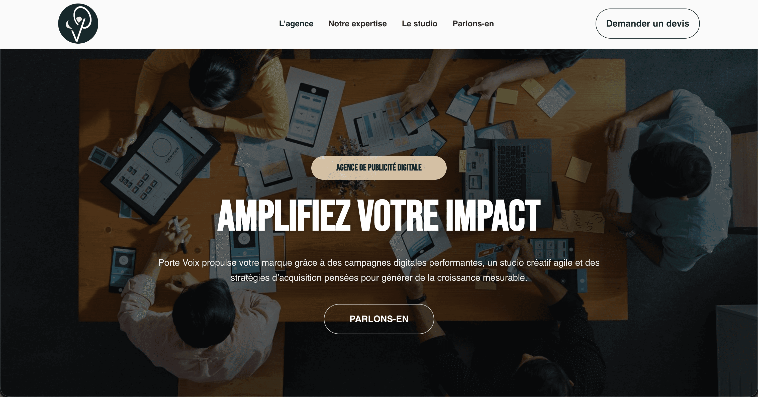 Site internet de Agence Porte Voix (Agence de Publicité Digitale), conçu par Agence Zen