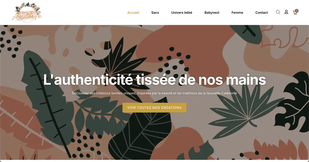 AleZîle NC Création website (Textile Crafts), designed by Agence Zen