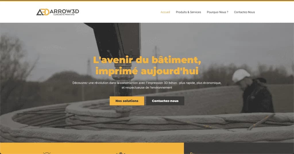 Site internet Arrow 3DCP — réalisé par Agence Zen