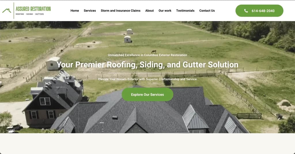Site internet de Assured Restoration (Toiture & Restauration), conçu par Agence Zen