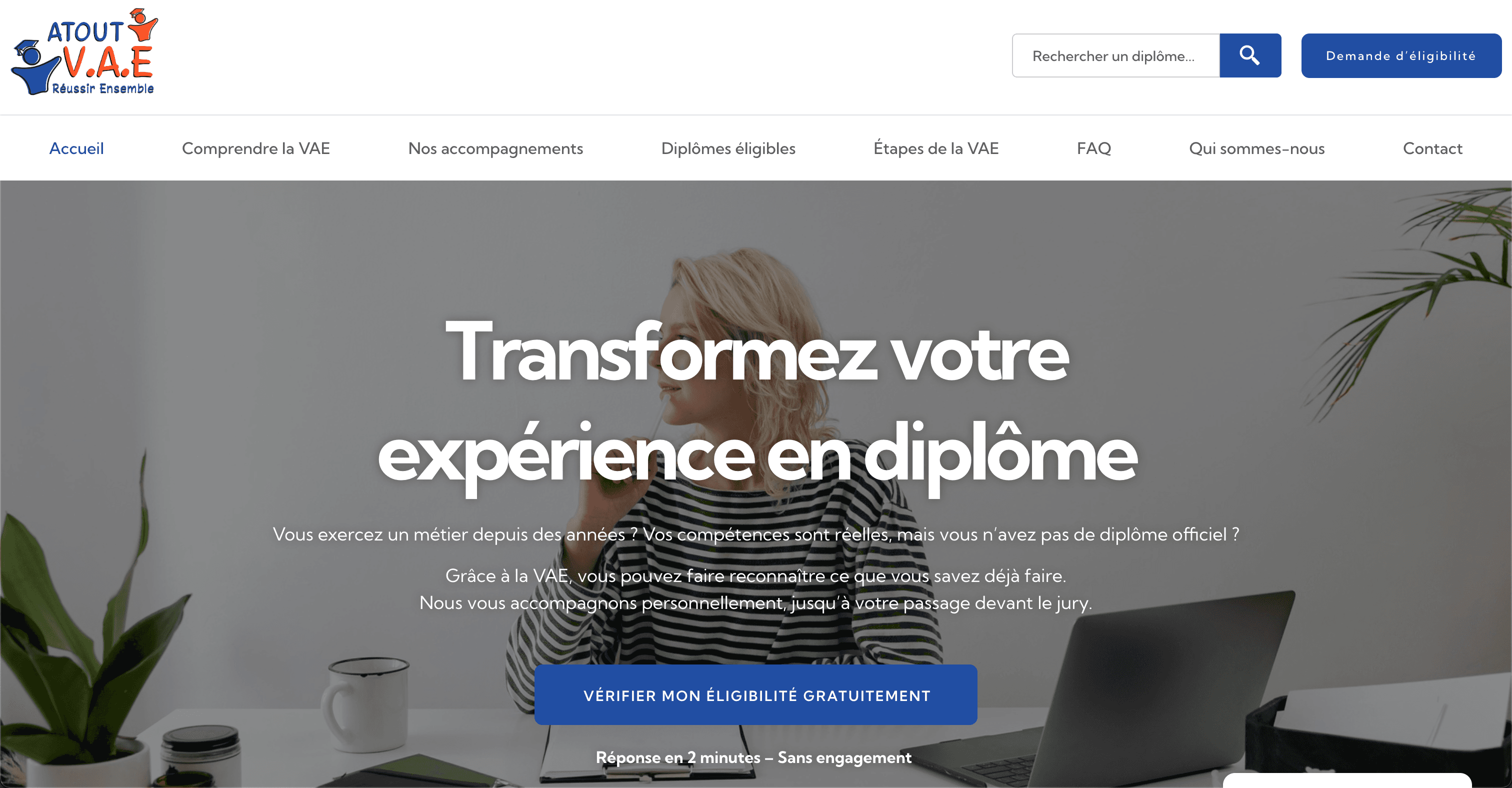 Atout VAE website (Formation & VAE), designed by Agence Zen