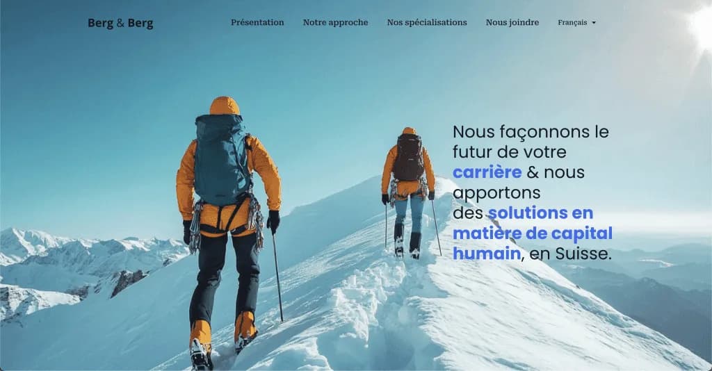 Capture de la page d'accueil du site de Berg & Berg, réalisé par Agence Zen