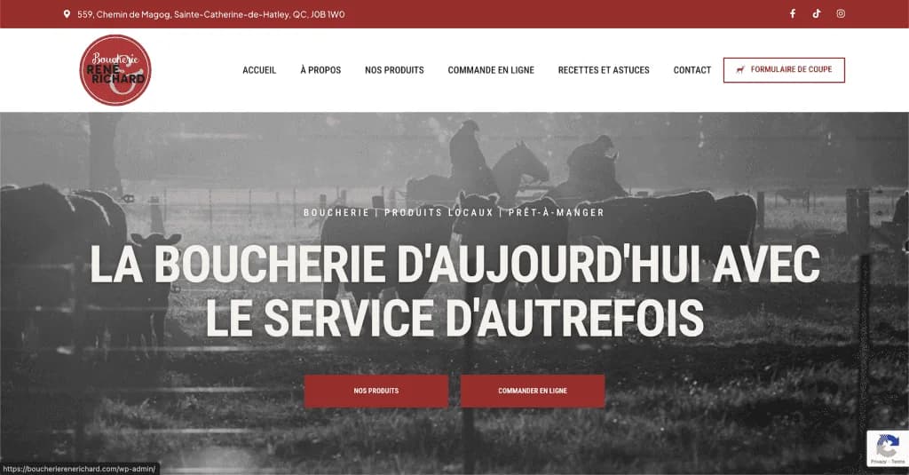 Site internet de Boucherie René Richard (Boucherie & Traiteur), conçu par Agence Zen