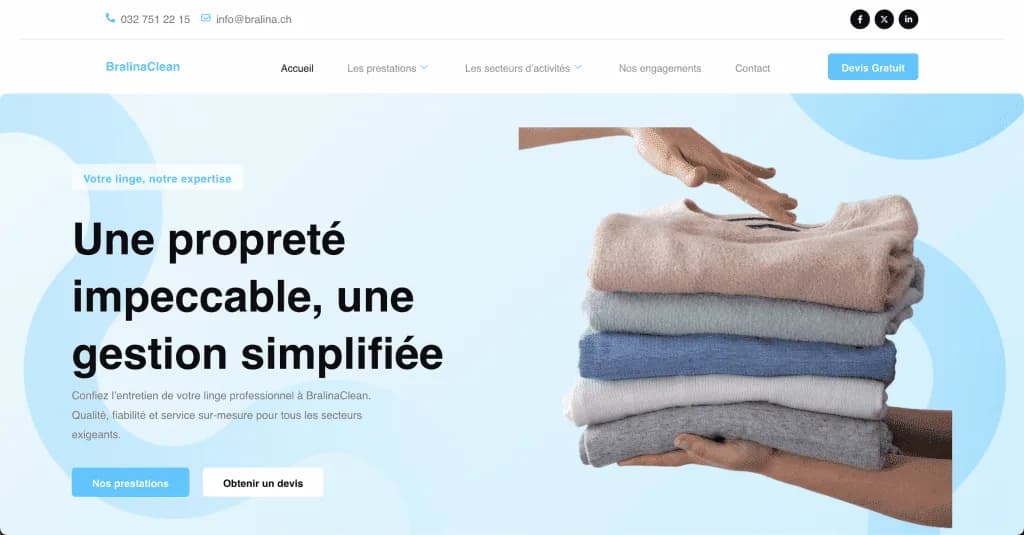 Site internet BralinaClean — réalisé par Agence Zen