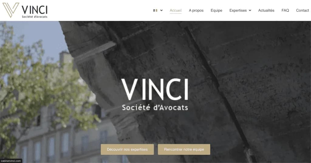Site internet de Cabinet Vinci (Cabinet d'Avocats), conçu par Agence Zen