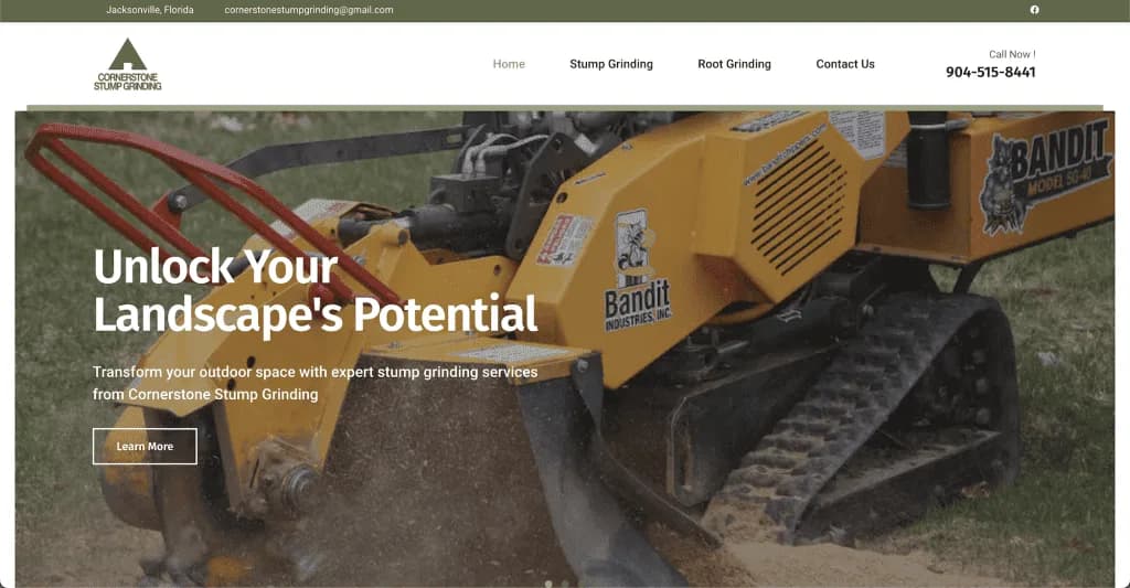 Website Cornerstone Stump Grinding — built by Agence Zen