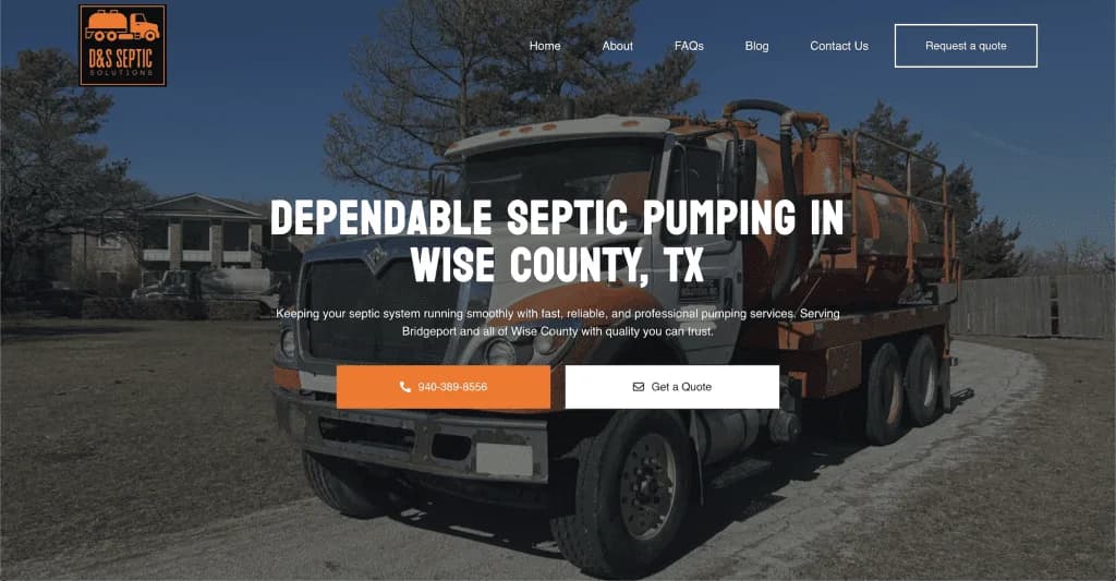 Website D&S Septic Solutions — built by Agence Zen