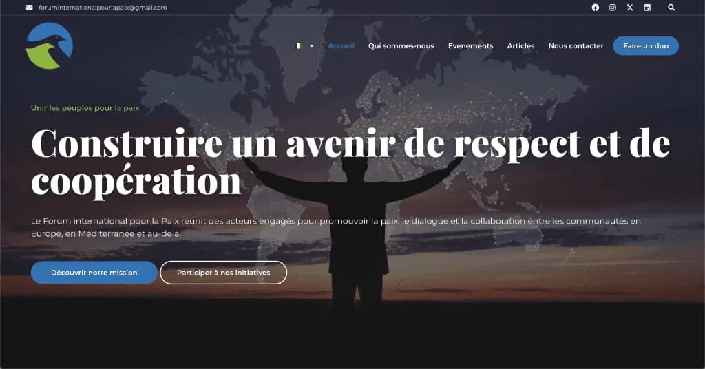 Site internet Forum International pour la Paix — réalisé par Agence Zen