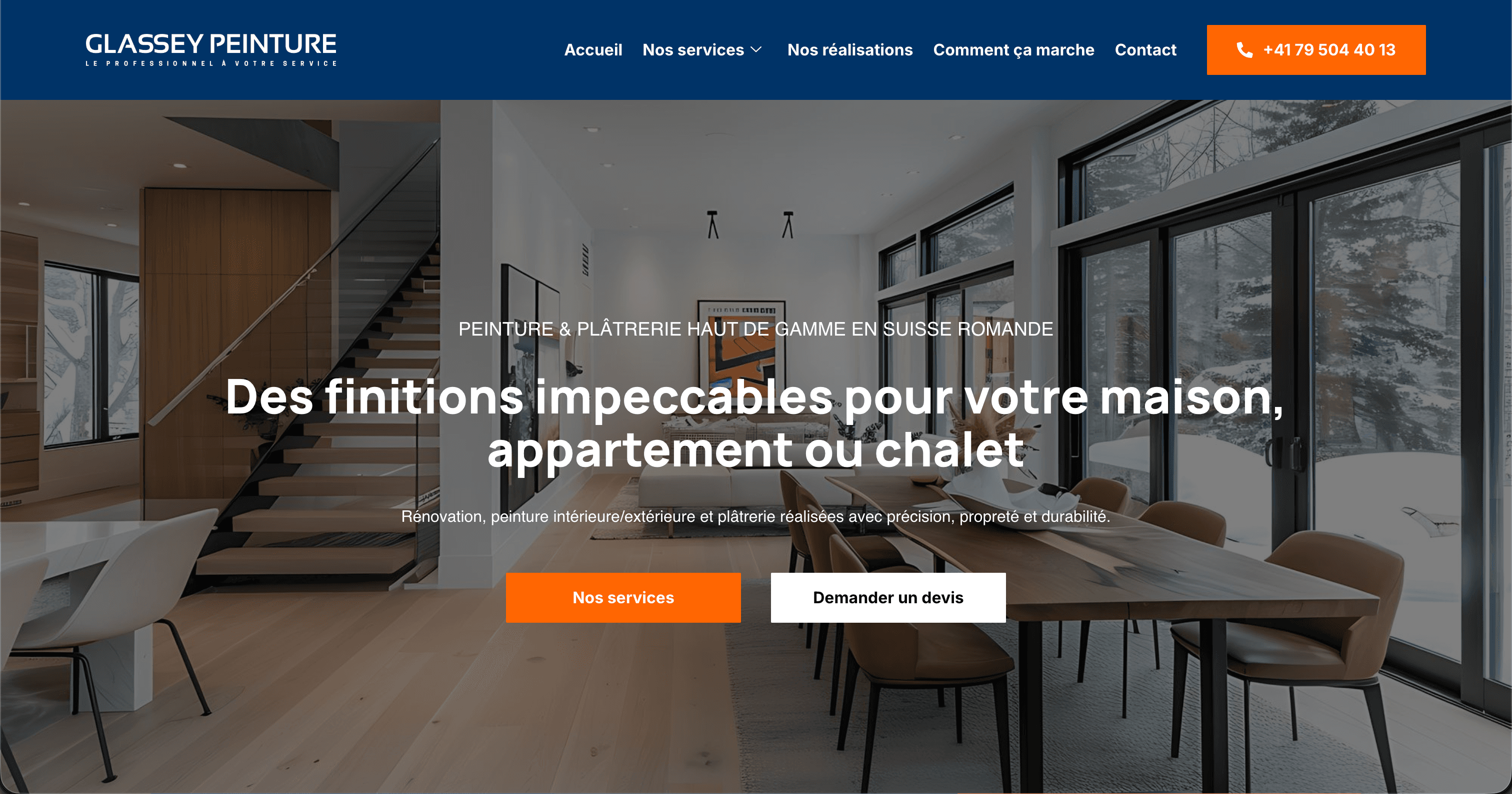Site internet Glassey Peinture — réalisé par Agence Zen