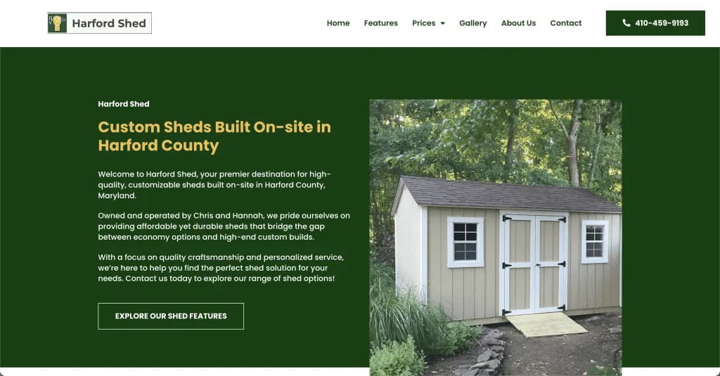 Site internet Harford Shed — réalisé par Agence Zen