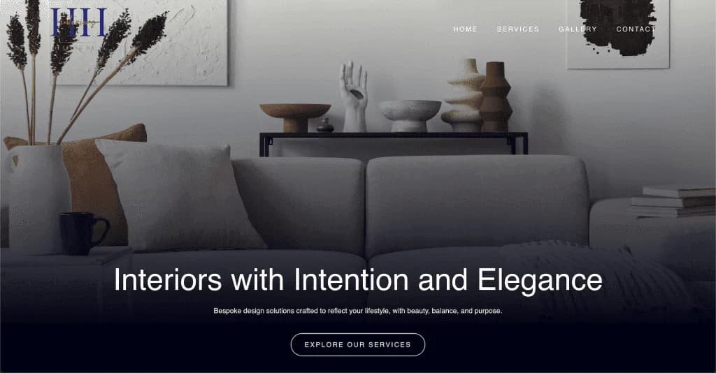 Site internet Heather Hall Interiors — réalisé par Agence Zen