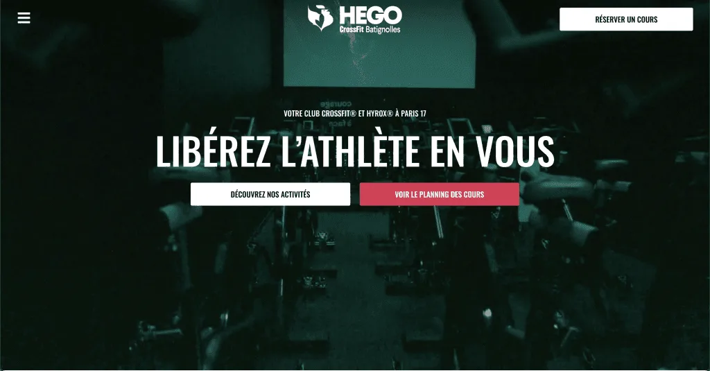 Capture de la page d'accueil du site de HEGO Paris, réalisé par Agence Zen