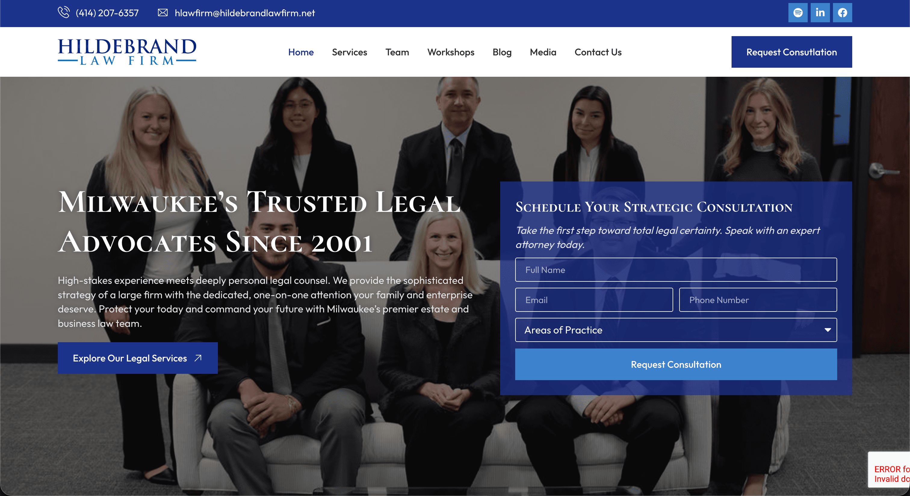 Site internet Hildebrand Law Firm — réalisé par Agence Zen