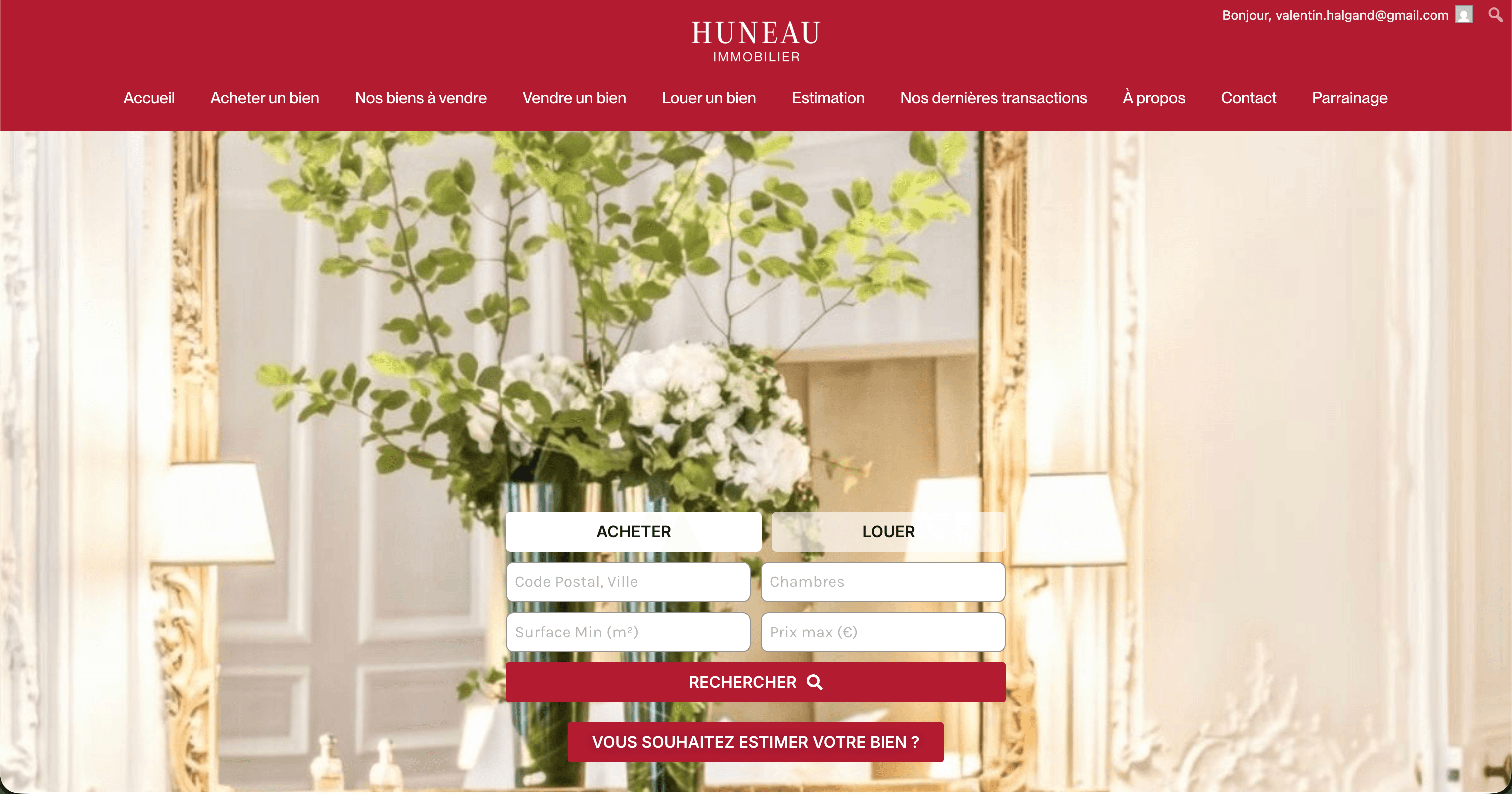 Site internet Huneau Immobilier — réalisé par Agence Zen