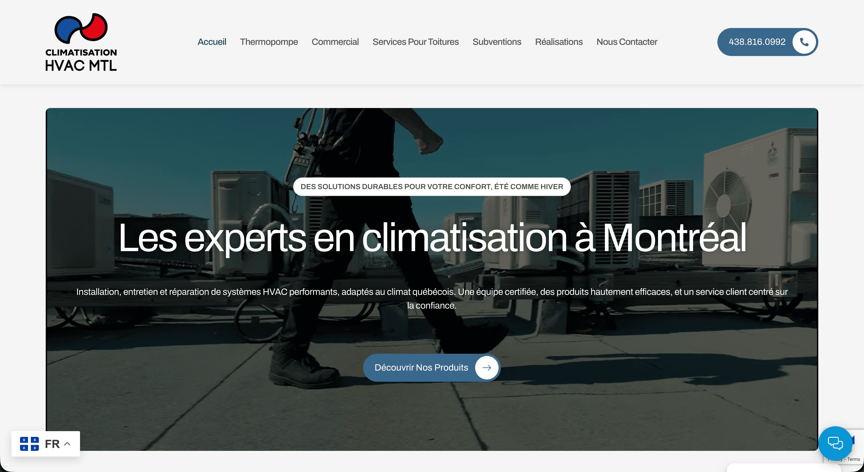Site internet HVAC MTL — réalisé par Agence Zen