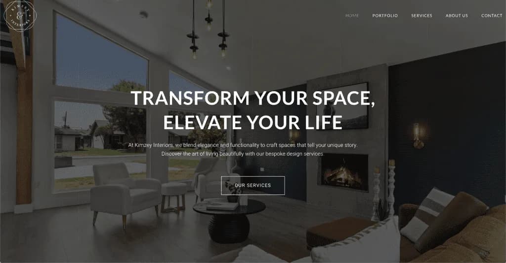 Site internet Kimzey & Co Interiors — réalisé par Agence Zen