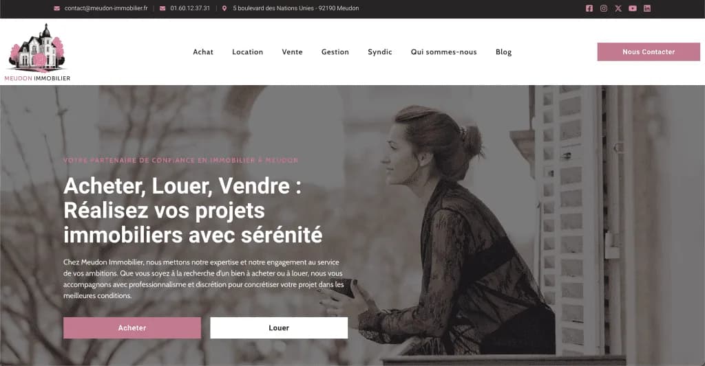 Site internet Meudon Immobilier — réalisé par Agence Zen