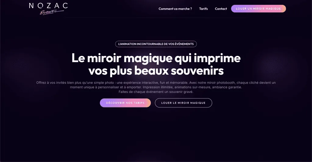 Website Nozac Events — built by Agence Zen