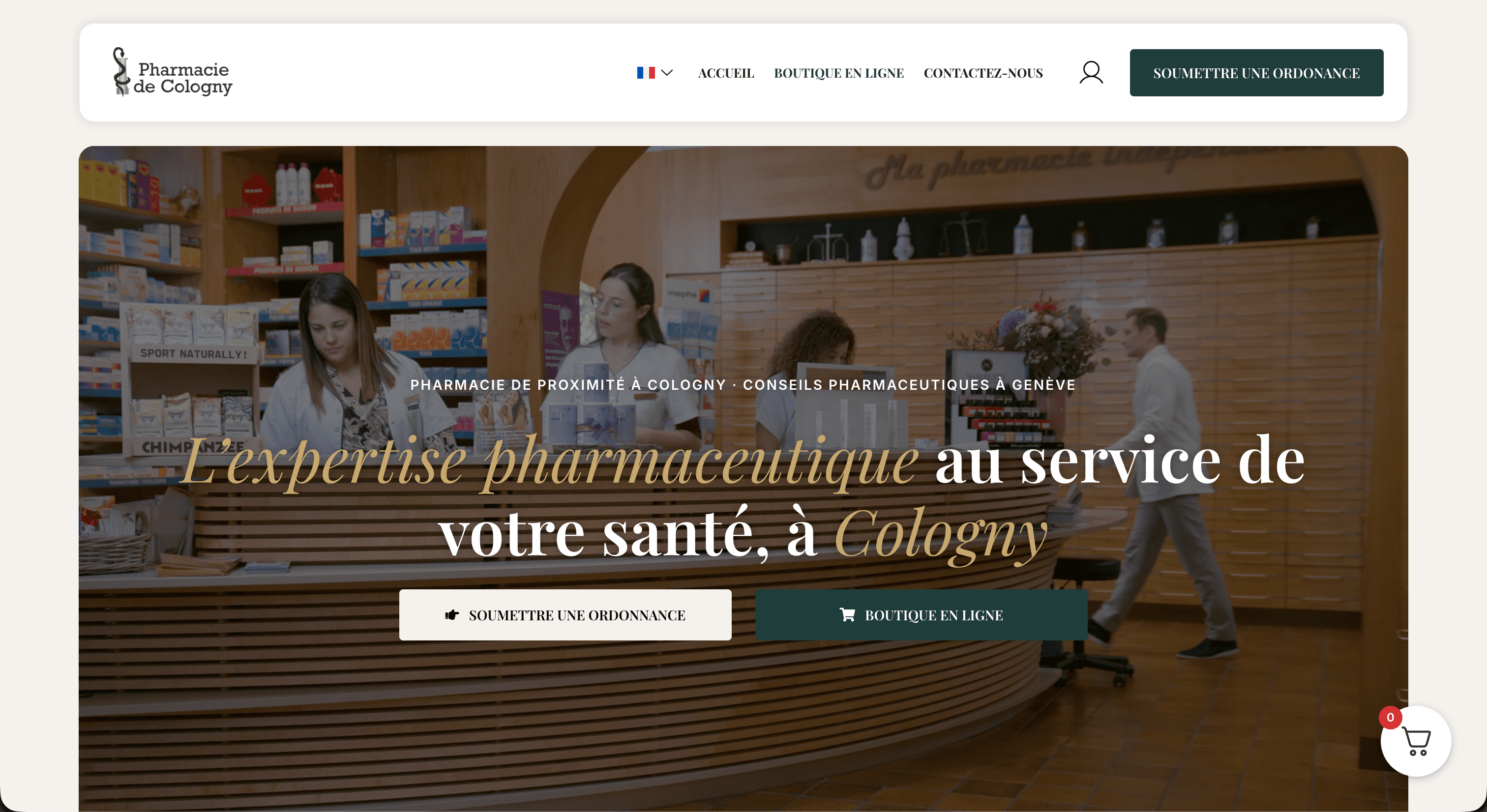 Site internet Pharmacie de Cologny — réalisé par Agence Zen