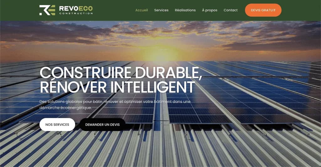 Site internet RevoEco Construction — réalisé par Agence Zen