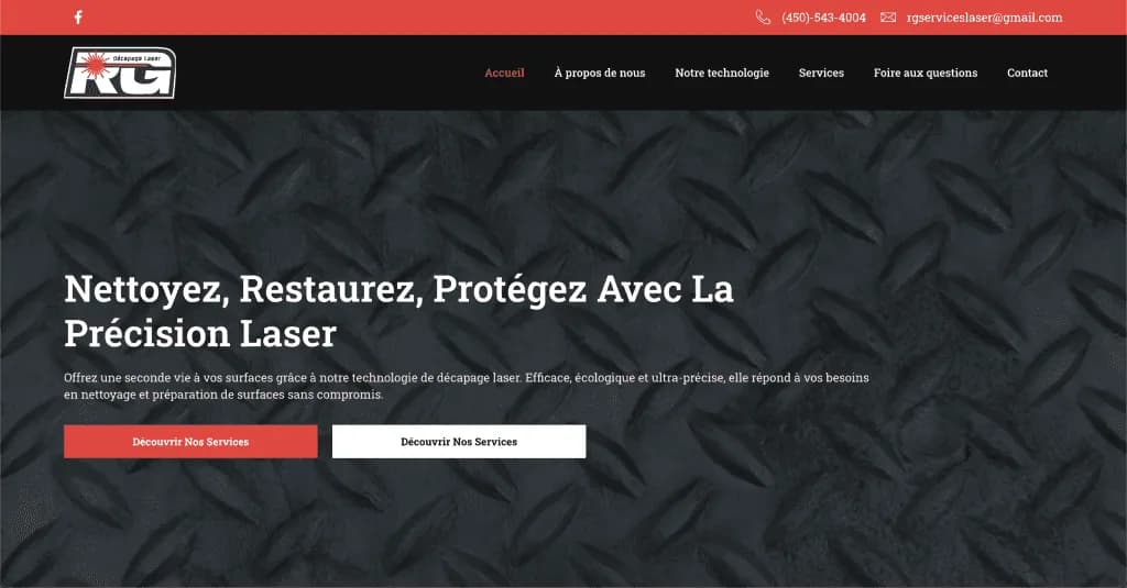 Site internet RG Services Laser — réalisé par Agence Zen