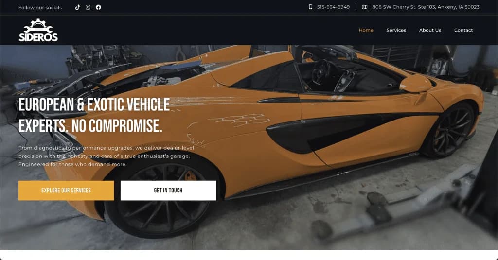 Site internet Sideros Automotive — réalisé par Agence Zen