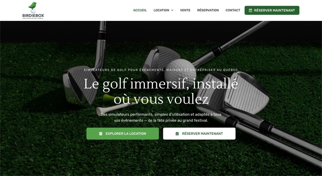 Site internet Simulateurs BirdieBox — réalisé par Agence Zen