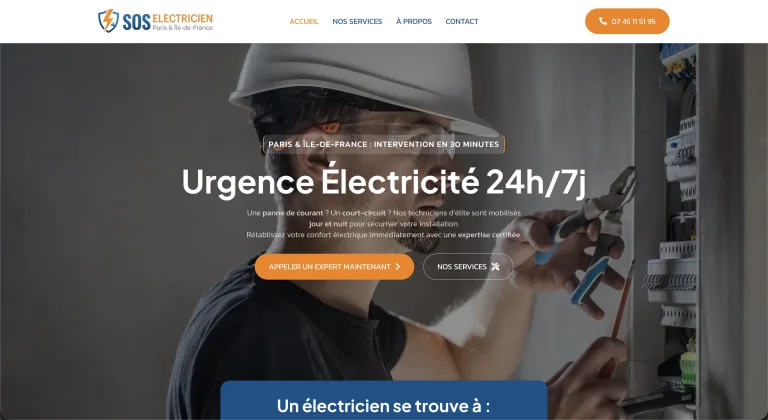 Site internet SOS Électricien — réalisé par Agence Zen