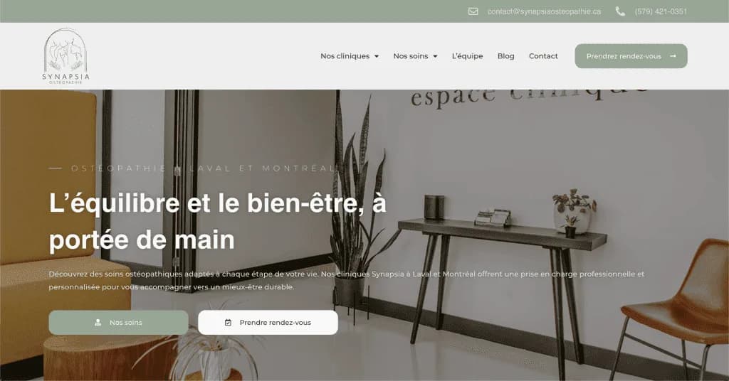 Website Synapsia Ostéopathie — built by Agence Zen