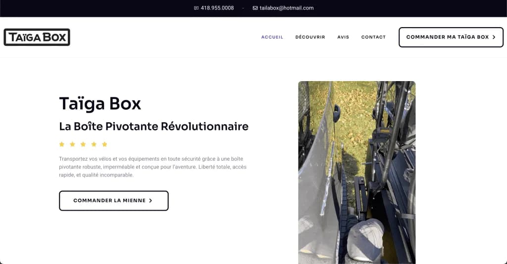 Website Taïga Box — built by Agence Zen