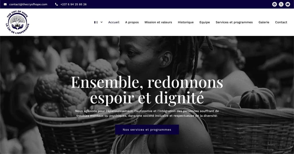 Site internet The Cry of Hope — réalisé par Agence Zen