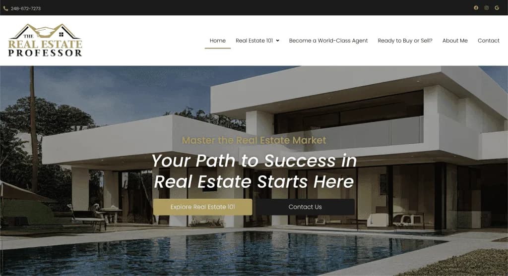 Site internet The Real Estate Professor — réalisé par Agence Zen