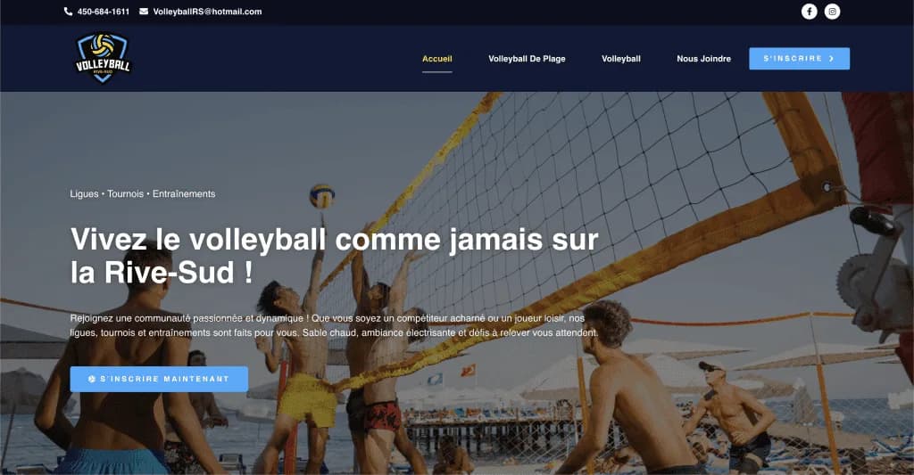 Site internet Volleyball Rive-Sud — réalisé par Agence Zen